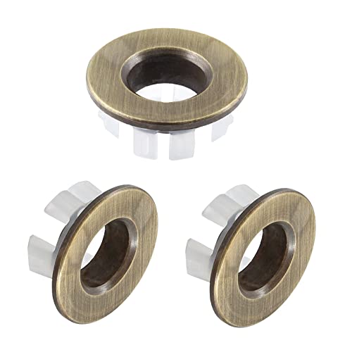 3 Pack Sink Overflow Ring, Antique Bronze Copper Basin Drain Cover | Fits 22-25mm Overflow Hole, Tool-Free Flex Buckle Install, Anti-Aging Rust Proof, for Ceramic Bathroom Kitchen Sink - color: Antique Bronze -- 3 Pack, style: Copper