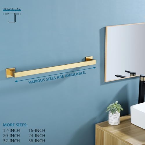 KOKOSIRI 20 Inch Towel Bar Bathroom Towel Bar Kitchen Dish Cloths Hanger Hand Towel Holder Stainless Steel Wall Mount, Brushed Gold, B4003BG-L20 - color: Brushed Gold, size: 20-Inch
