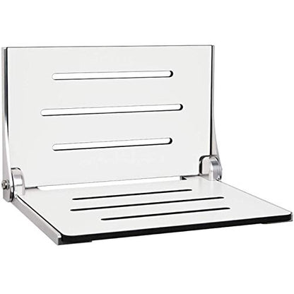 Seachrome Lift-Assist High Back Silhouette Folding Wall Mount Shower Bench, White Seat with Silver Frame - color: White Seat With Silver Frame