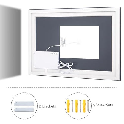 LED Bathroom Mirror 26 x 38 Inch - 3 Adjustable Modes | Lighted Smart Bathroom Vanity Mirror, Anti-fog, Memory Function, Tempered Glass, Wall Mounted Horizontally Vertically - size: 38"L x 26"W