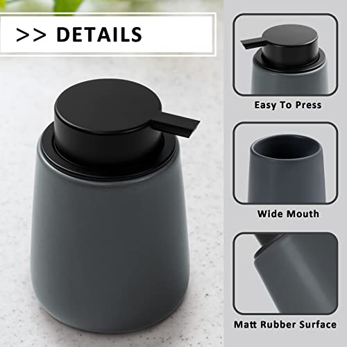Soap Dispenser Ceramic with Easy-to-Press Pump Hand Lotion Liquid Dispenser for Shampoo Bathroom Kitchen 12 oz Grey - color: Liquid-grey
