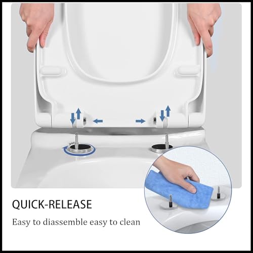 Soft Close Toilet Seat, White, Quick Release & Easy Clean Design - size: 37*47cm