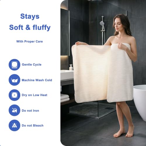Bath Towels 2-Pack, 27.5x55 Inches - Ultra Soft and Highly Absorbent Quick Dry Microfiber Towels with Hanging Loop, Beauty Twill Stripe Design for Bath, Beach, Gym - color: 2white