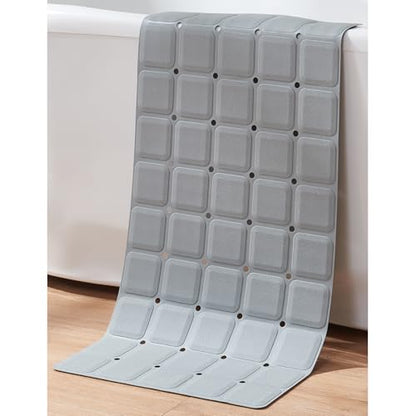 Webos Non-Slip Bath Mat for Tub & Shower：Silicone Foldable Bathtub Mat with Strong Suction Cups, Quick Drain Holes, Machine Washable Extra Large Bathroom Mats 35.8" x 17.7", Grey - color: Grey, size: 35.8" x 17.7" (Rectangular)
