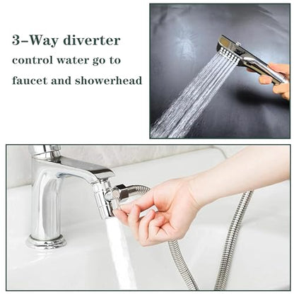 Tub faucet spayer attachment,Bathtub Shower Head Sink-Faucet with 5 Adapters, 79" Hose for Pet Dog Rinse, Baby Bath & Hair washing, ON/OFF Extension for Tub Faucet, Utility Sink, Garden,Bathroom