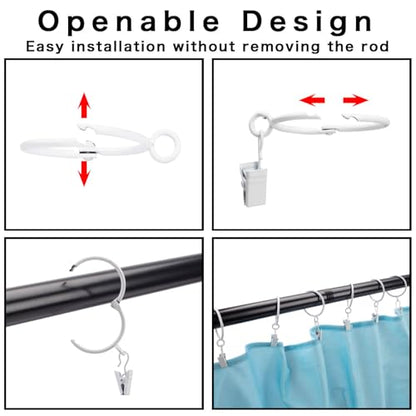 Openable Curtain Rings with Eyelets, 1.25inch Heavy Duty Rustproof Metal Drapery Rings,Shower Curtain Rings 24pcs White Zocang - color: White, size: 1.25inch Inside Diameter