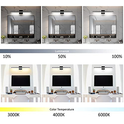 Ralbay 24in Dimmable Black Vanity Light with Remote Control Color Temperature Adjustable 20W Modern LED Bathroom Lighting Fixture - color: Black-Remote Control, size: 24 inch