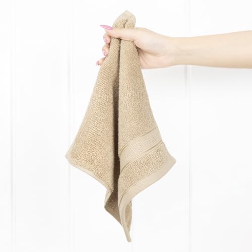 American Soft Linen Salem Washcloth Sets, 4 Piece Luxury 600 GSM 100% Cotton Washcloths for Bathroom, 13x13 inches Washrags Premium Quality Hand Face Towels, Beige - color: Beige, size: 13x13"