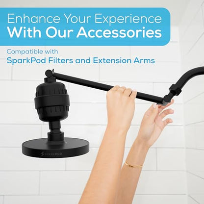 SparkPod Rain Shower Head, 6 Inch Round, Midnight Black Matte Finish | High Pressure Shower Heads, 90 Nozzles, Adjustable Showerhead, No Tools Needed, Universal Connection - color: Midnight Black Matte, style: 6 Inch Round