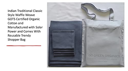 Waffle Bath Towel Set, Organic Cotton,GOTS Certified, Folkstone Grey Super ABSORBANT & Quick Dry, NO SOFTENERS, Environment Friendly,1xBATH58x30.5, 2xHAND29x20, 4xFACE12x12INCH - color: Folkstone Grey