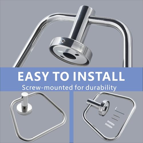 Bath Towel Ring, Bathroom Hardware Towel Holder, Chrome Towel Ring for Bathroom, Modern Trapezoid Wall Mounted Towel Hanger, 304 Stainless Steel (Chrome) - color: Chrome