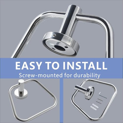 Bath Towel Ring, Bathroom Hardware Towel Holder, Chrome Towel Ring for Bathroom, Modern Trapezoid Wall Mounted Towel Hanger, 304 Stainless Steel (Chrome) - color: Chrome