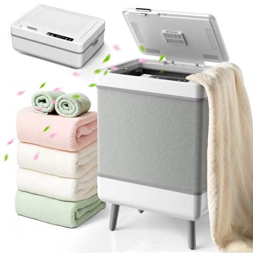 AGLUCKY Foldable Towel Warmer, 35L Large Capacity PTC Heater | Aromatherapy, Temper & Timer Functions, Fits Up to Three 45"x70" Oversized Towels, Auto Shut Off, Towel Dryer for Home Spa