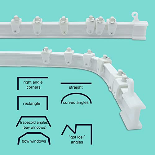 Ceiling Curtain Track Room Divider Curtain Track Ceiling Wall Mount Flexible Curved RV Bendable Track System with Clips Plastic Drop Sliding Curtain Track For Bay Window - color: White, size: 10Ft