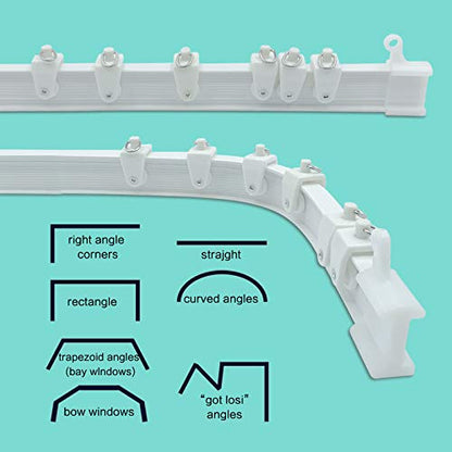 Ceiling Curtain Track Room Divider Curtain Track Ceiling Wall Mount Flexible Curved RV Bendable Track System with Clips Plastic Drop Sliding Curtain Track For Bay Window - color: White, size: 10Ft