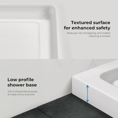 OVE Decors 32x36" Shower Base, White - size: 32 x 26, style: Side Drain