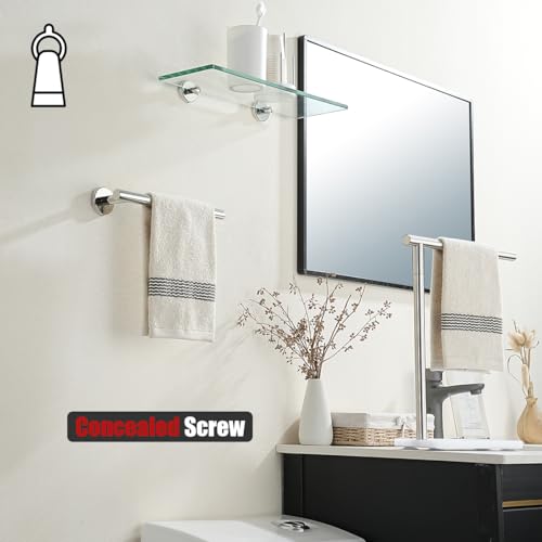JQK Hand Towel Holder Towel Ring Chrome, 10 Inch Thicken 0.8mm 304 Stainless Steel Bathroom Hand Towel Bar, 9 Inch Useable Length Wall Mount Towel Rack Hanger, Polished Steel, THH110L9-CH - color: Polished Steel