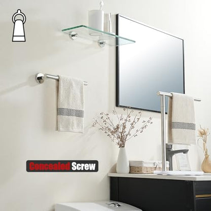 JQK Hand Towel Holder Towel Ring Chrome, 10 Inch Thicken 0.8mm 304 Stainless Steel Bathroom Hand Towel Bar, 9 Inch Useable Length Wall Mount Towel Rack Hanger, Polished Steel, THH110L9-CH - color: Polished Steel