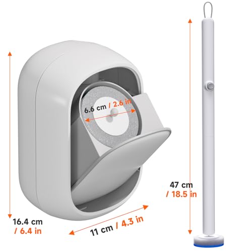 Ctime Disposable Toilet Brush Set with 30 Refills, Wall Mounted Wand Kit | Waterproof with Lid，Hands-Free Lid,New Wand Refills,One-Click Disposal,Pre-Loaded Cleaner,360° Rotating Head - size: 1 wand+ 30 heads