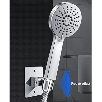 2Pieces Adjustable Angle Shower Head Holder, Bathroom Shower Wand Holder, Universal Shower Bracket, SUS304 Stainless Steel Handheld Shower Head ( Self Adhesive+Screw)