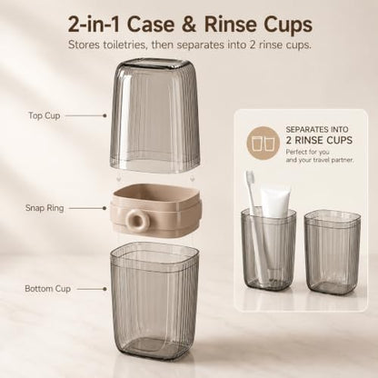 Toothbrush Travel Case with Rinse Cup, 1 Pack | 7.87 - color: Coffee