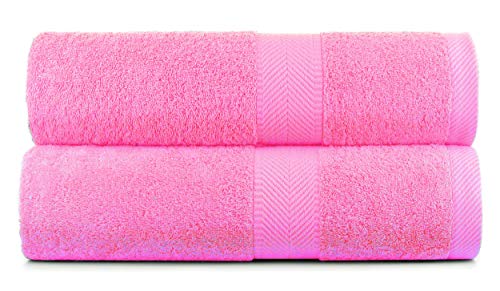 BY LORA 2-Pack Oversized Bath Sheets, Terry Cotton Hotel Large Towels, Pink - color: Pink, size: Bath Sheet 2-Pack