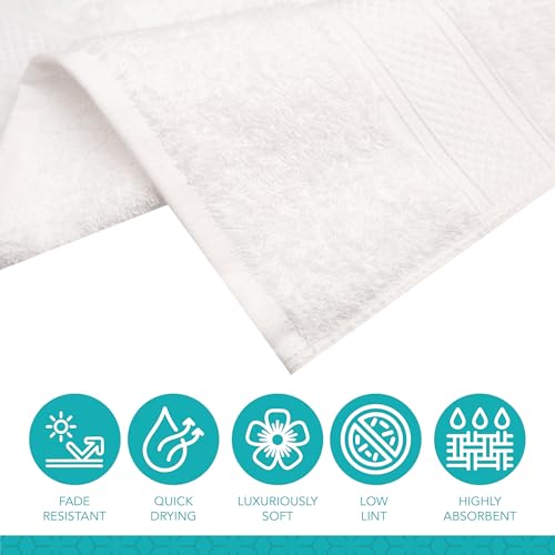 Pleasant Home Bath Towels Set of 6 (24” x 50”) 100% Cotton, White | 515 GSM | Lightweight, Soft & Highly Absorbent Luxury Towels for Bathroom | for Gym, Pool & Spa - color: White