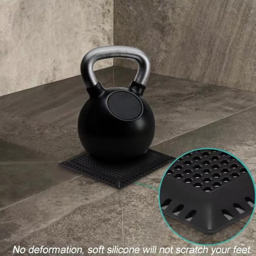 Hair Catcher/Drain Strainer/Shower Drain Cover for Bathroom Floor Drain, Stainless Steel and Silicone (2pack,4.9 inch) (Black)