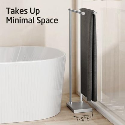 KES Free Standing Towel Racks for Bathroom with 3X Thicker Base, 2-Tier | Towel Rack Stand for Bathroom Floor, Upgrade Steady Design, Pro-Grade 18/8 Stainless Steel Brushed Finish, BTH239A-2 - size: 33-37 inch (2-tier, Variable Height)