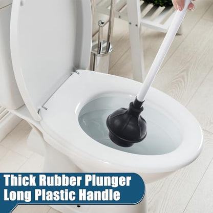 Hushee 4 Pcs Toilet Plungers Bulk Heavy Duty Commercial Plunger Double Thrust Rubber Force Cup with Handle for Bathroom Showers Kitchens Hotel 20.3" x 4.5"