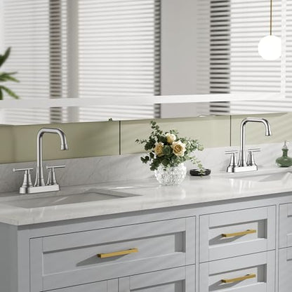 FORIOUS 3 Hole Bathroom Faucet Polished Chrome, 8 Widespread Faucet Chrome | 8 Inch Widespread Bathroom Faucet Chrome, 3 Hole Faucet for Bathroom Sink with Pop Up Drain for 8 Inch Vanity Faucet 3 Holes - color: Polished Chrome