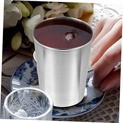 SHOWERORO Stainless Steel Water Tumbler Cup for Drinks and Mouthwash Silver Multi-use Beverage Cup Easy to Clean for Home and Travel