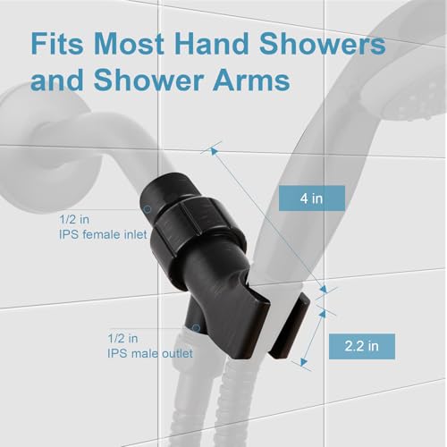 OFFO Shower Head Holder with Solid Metal Ball for Handheld Shower Head, Oil Rubbed Bronze Adjustable Shower Arm Mount for Connecting, 1/2 in IPS Female Inlet and Male Outlet - style: Oil Rubbed Bronze