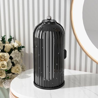 GAXmi Makeup Brush Holder with Lid Rotating Cosmetic Organizer, Dark Black | 360 Rotation, Waterproof, Dustproof, Moistureproof - color: Dark Black