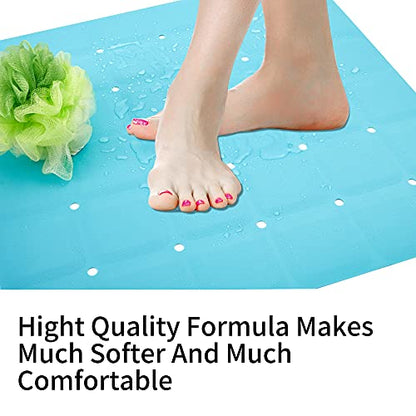 Webos Shower Mat for Textured Surface：Silicone Non Slip Shower Mat Without Suction Cups Foldable - Square Bath Mat for Reglazed Tub Textured Shower Floor (Blue, 21x21 Inches) - color: Blue