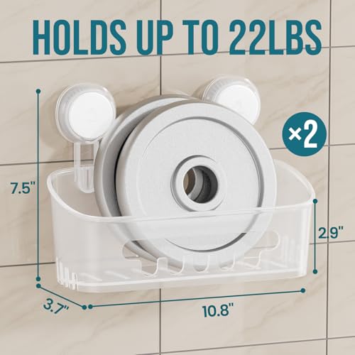 TAILI Shower Caddy Suction Cup, Heavy Duty Bathroom Organizer, Removable Shelves for Inside Shower, Shampoo, Waterproof Suction Plastic Storage for Bathroom Accessories Holder, Frosted Clear - style: 2 × Frosted Clear