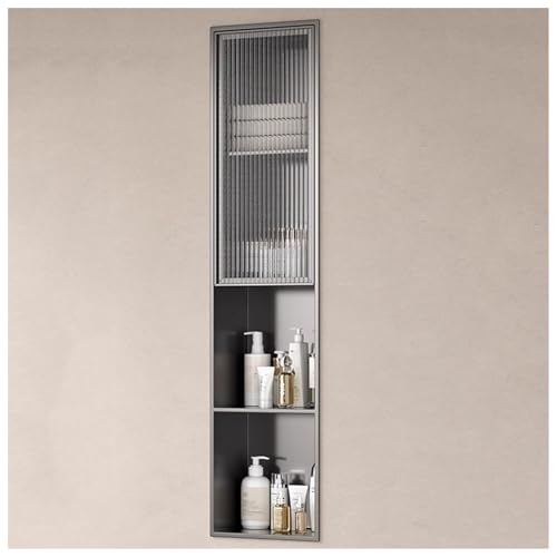 Stainless Steel Medicine Cabinet, Recessed Bathroom Niche with Glass Door, Hidden Tampon Storage Holder Wall Niche, Embedded Shower Caddy Organizer Bathroom Insert Shelf - size: Style 2