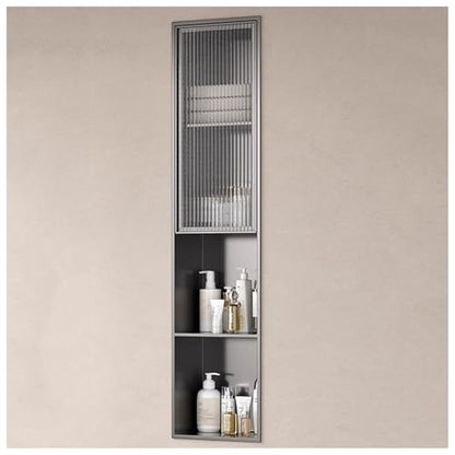 Stainless Steel Medicine Cabinet, Recessed Bathroom Niche with Glass Door, Hidden Tampon Storage Holder Wall Niche, Embedded Shower Caddy Organizer Bathroom Insert Shelf - size: Style 2
