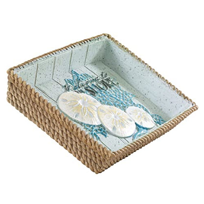 Avanti Linens - Soap Dish, Guest Bathroom Essentials, Coastal Home Decor (Beachcomber Collection) - size: 6.5" x 4.6" x 0.9"