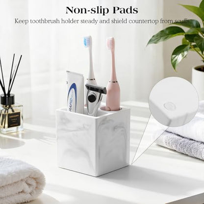 Luxspire Toothbrush Holder, 3 Slots, Marble White | Diatomite, Fast Drying, Toothbrush Holders for Bathroom, Toothbrush and Toothpaste Holder for Countertop - color: Marble White, style: 3 Slots