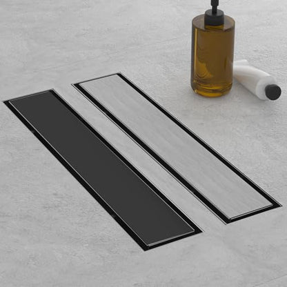 Linear Shower Drain - 12 Inch Matte Black, with Tile Insert Panels | AISI 304 Stainless Steel Shower Drain with Adjustable Feet, Hair Catcher, Rectangle Shower Floor Drain Fits Bathroom, Balcony - color: Matte Black, size: 12 Inch
