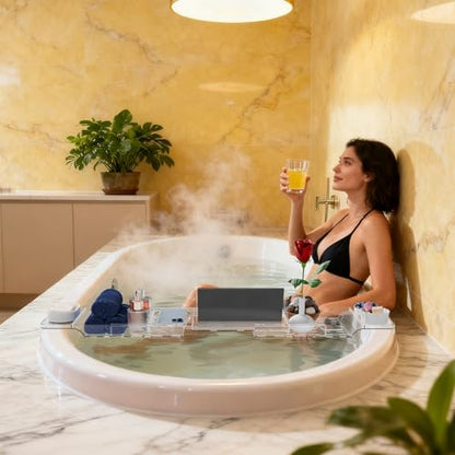 Luxury Clear Acrylic Bathtub Tray with Book Holder,Expandable Bath Tray for Tub and Bath Shelf Over Tub,Plastic Bath Table & Board,Bath Caddy Trays & Accessories for Women Relaxing Spa Gifts - size: L - (33.1 to 41.4 in）