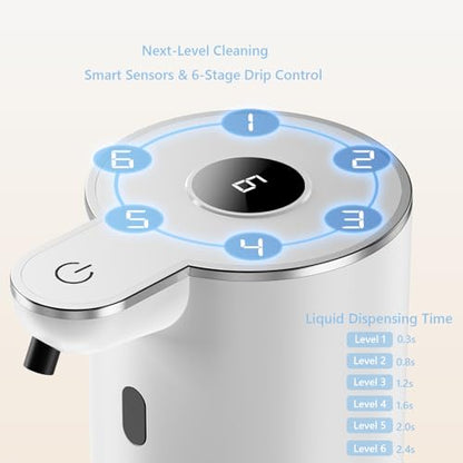 Automatic Liquid Soap Dispenser, Touchless Hands-Free, Crisp White - USB-C Rechargeable with LED Display (Battery Included), 7000 Uses, 6 Dispensing Settings, for Kitchen Bathroom, Mountable - size: Liquid