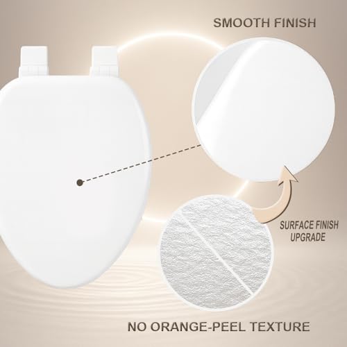 Toilet Seat, Slow Close, Soft Touch, Ultra-Smooth Matte Finish (No Orange-Peel Texture), Premium Moulded Wood, Quick Release, White, PIKLiDS (Elongated) - size: Elongated