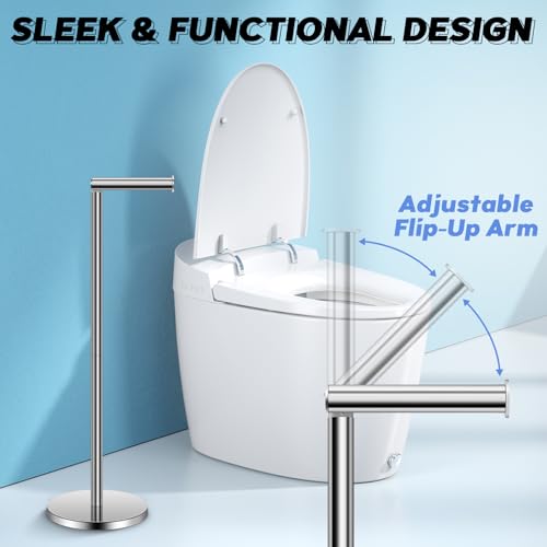 TACGEA Toilet Paper Holder Stand, Bathroom Toilet Paper Roll Holder Stainless Steel, Storage for 4 Rolls, Silver - color: Silver