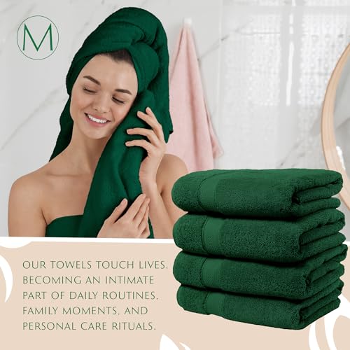 MAURA Hunter Green Extra Large Turkish Cotton Luxury Bath Towels Set of 4. Ultra-Soft, Thick & Plush Towels for Bathroom - Dark Green - color: Midnight Green, size: Bath Towel (4-Pack)