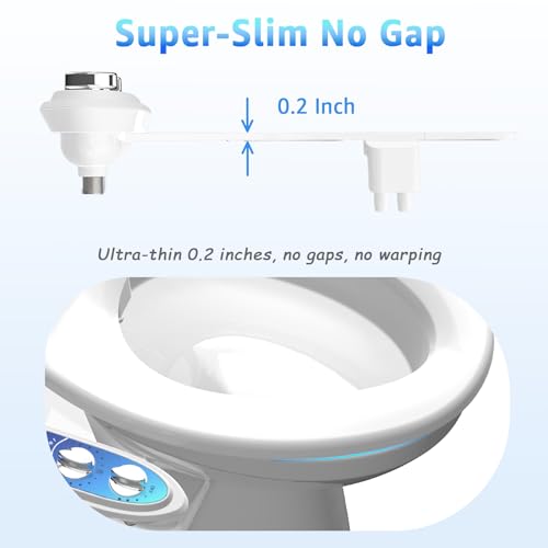 Aünsffer Bidet Attachment for Toilet, Non-Electric Fresh Cold Water, Toilet Bidet with Dual Nozzles Sprayer, Adjustable Water Pressure Control, 3 Modes Wash (Feminine/Bidet Wash + Self-Cleaning) - color: Blue