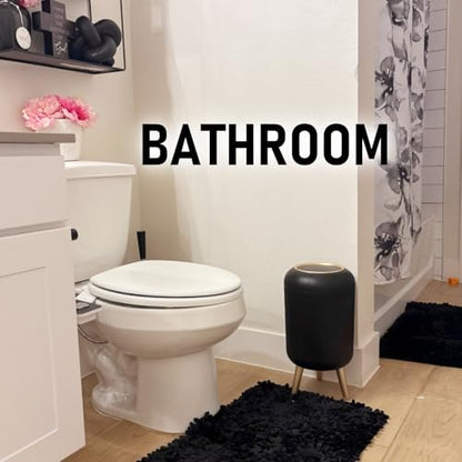 URALFA Motion Sensor Trah Can Bathroom, 3 Gal Automatic Trash Can with Lid | Touchless Sensor Garbage Can with Removable Legs, Smart Waterproof Trash Bin for Bedroom, Office, Restroom, Black and Gold - color: Black, style: Automatic with Legs