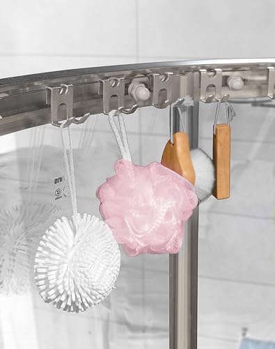 Shower Door Hooks (2-Pack), Towel Hooks for Bathroom Frameless Glass Shower Door, Shower Squeegee Hooks, Razor Hook