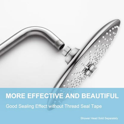 OFFO Shower Arm with Flange, 12 in Brushed Nickel Wall Mount Replacement Angle Shower Head Arm Wall-Mounted For Fixed Shower Head & Handheld Showerhead - color: Brushed Nickel, style: 12 in